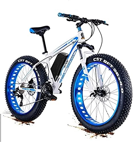 Electric Mountain Bike : QIQIZHANG Electric Bike Electric Mountain Bike Aluminum E-Bike 26 inch 4” Tires 25km / h Adults Ebike Suspension Fork with 48V 18Ah 21 Speed Disc Brake Shifting Built for Trail Riding，1500W, White