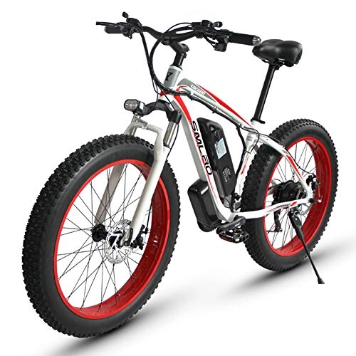 Electric Mountain Bike : QYL Electric Folding Bike Fat Tire City Mountain Bicycle Booster 48V*15Ah High Capacity Battery Snow Bike Disc Brakes, Red