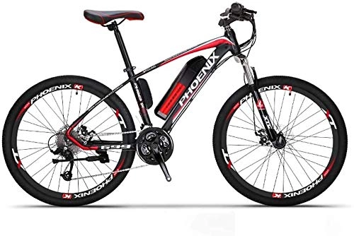 Electric Mountain Bike : QZ Adult Electric Mountain Bike, 250W Snow Bikes, Removable 36V 10AH Lithium Battery for, 27 speed Electric Bicycle, 26 Inch Wheels (Color : Red)