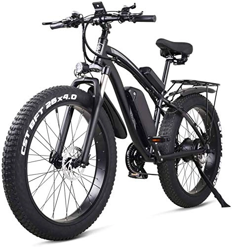 Electric Mountain Bike : RDJM Ebikes, 26 Inch Electric Bike Mountain E-bike 21 Speed 48v Lithium Battery 4.0 Off-road 1000w Back Seat Electric Mountain Bike Bicycle for Adult, Blue (Color : Black)
