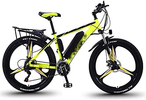 Electric Mountain Bike : RDJM Ebikes, 26 inch Electric Bikes mountain Bicycle, 30 speed magnesium alloy onepiece Bike 36V lithium battery Sports Outdoor Cycling Adult (Color : Yellow)