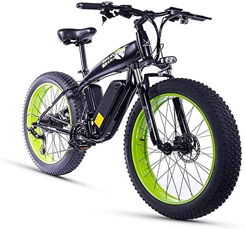 Electric Mountain Bike : RDJM Ebikes, 26-inch Electric Mountain Bike with Removable Battery (350W48V10Ah), 27-Speed Aluminum Alloy Mountain Bike with Maximum Speed of 25km / h (Color : Green)