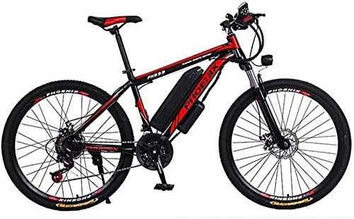 Electric Mountain Bike : RDJM Ebikes, Adult 26 Inch Electric Mountain Bike, 36V 10.4AH Lithium Battery Electric Bicycle, With Car Lock / Fender / Span Beam Bag / Flashlight / Inflator (Color : A, Size : 27 speed)