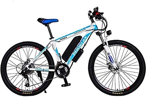 Electric Mountain Bike : RDJM Ebikes, Adult 26 Inch Electric Mountain Bike, 36V 10.4AH Lithium Battery Electric Bicycle, With Car Lock / Fender / Span Beam Bag / Flashlight / Inflator (Color : B, Size : 21 speed)