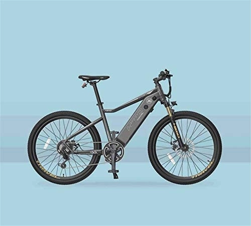 Electric Mountain Bike : RDJM Ebikes, Adult Electric Mountain Bike, 7 speed 250W Snow Bikes, With HD LCD Waterproof Meter / 48V 10AH Lithium Battery Electric Bicycle, 26 Inch Wheels (Color : Grey)