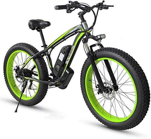 Electric Mountain Bike : RDJM Ebikes, Adult Fat Tire Electric Mountain Bike, 26 Inch Wheels, Lightweight Aluminum Alloy Frame, Front Suspension, Dual Disc Brakes, Electric Trekking Bike for Touring (Color : Green)
