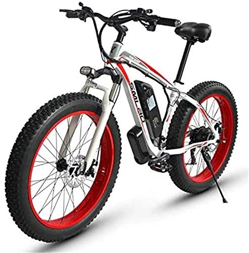 Electric Mountain Bike : RDJM Ebikes, Alloy Frame 27-Speed Electric Mountain Bike, Fast Speed 26" Electric Bicycle for Outdoor Cycling Travel Work Out (Color : White red, Size : 36V10AH)