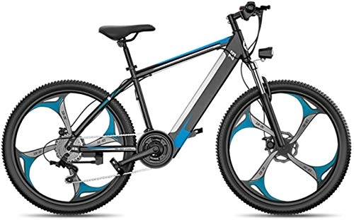 Electric Mountain Bike : RDJM Ebikes, Electric Bike 26 Inches Fat Tire Snow Bicycle Mountain Bikes Men's Dual Disc Brake Aluminum Alloy for Adults and Teens, for Sports Outdoor Cycling Travel, LED Light (Color : Blue)