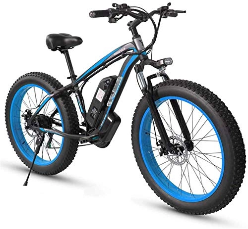 Electric Mountain Bike : RDJM Ebikes, Electric Bike Fat Tire Ebike 26" 4.0, Mountain Bicycle for Adult 21 Speed Beach Mens Sports Mountain Bike Full Suspension Mechanical Disc Brakes (Color : Blue)