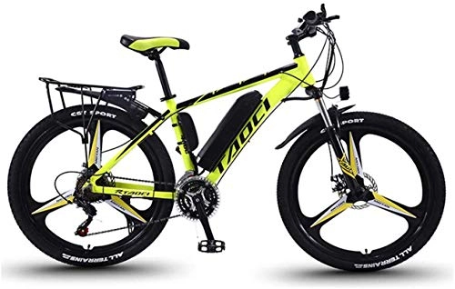 Electric Mountain Bike : RDJM Ebikes Fat Tire Electric Mountain Bike for Adults, Lightweight Magnesium Alloy Ebikes Bicycles All Terrain 350W 36V 8AH Commute Ebike for Mens, 26 Inch Wheels (Color : Yellow)