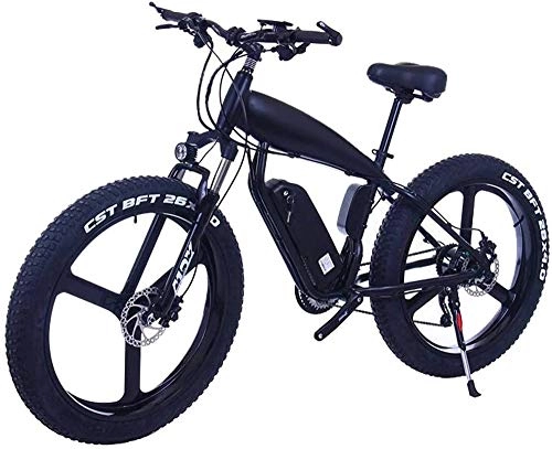 Electric Mountain Bike : RDJM Electric Bike 26 Inch Electric Mountain Bike 4.0 Fat Tire Snow Bike Strong Power 48V 10Ah Lithium Battery Beach Bike Double Disc Brake City Bicycle (Color : 15ah, Size : White)