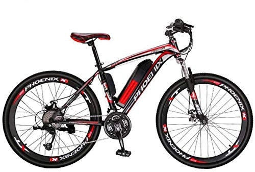 Electric Mountain Bike : RDJM Electric Bike, Adult Mountain Electric Bikes, 36V Lithium Battery High-Strength High-Carbon Steel Frame Offroad Electric Bicycle, 27 speed (Color : A, Size : 8AH)