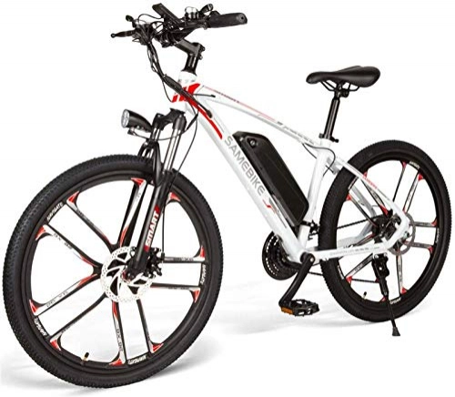 Electric Mountain Bike : RDJM Electric Bike Electric Mountain Bike 26" 48V 350W 8Ah Removable Lithium-Ion Battery Electric Bikes for Adult Disc Brakes Load Capacity 100 Kg (Color : White)