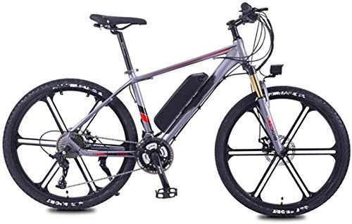 Electric Mountain Bike : RDJM Electric Bike Electric Mountain Bike, 350W 26" Adults Urban E-Bike Removable Lithium Battery 27 Speed Dual Disc Brakes Aluminum Alloy Frame Unisex (Color : Grey, Size : 8AH)