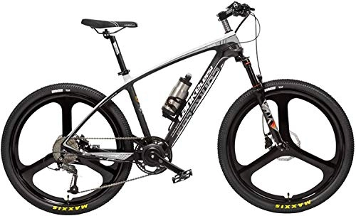 Electric Mountain Bike : S600 26 Inch Power Assist E-bike 240W 36V Removable Battery Carbon Fiber Frame Hydraulic Disc Brake Torque Sensor Pedal Assist Mountain Bike (Color : Black White, Size : 6.8Ah)