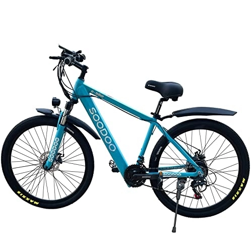 Electric Mountain Bike : SOODOO Electric Bikes for Adults, Electric Bicycle Mountain Bike, 27.5" E bike Commute Trekking E-bike with 36V 13Ah Integrated Li-Ion Battery, LCD Display, Shimano 7 Speed, Dual Disk Brake