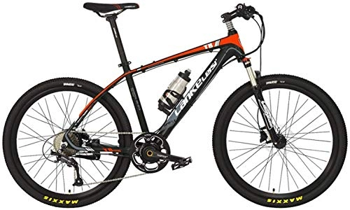 Electric Mountain Bike : T8 26 Inches Cool E Bike, 5 Grade Torque Sensor System, 9 Speeds, Oil Disc Brakes, Suspension Fork, Pedal Assist Electric Bike (Color : Black Red, Size : Plus 1 Spared Battery)