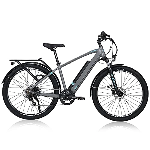 Electric Mountain Bike : TAOCI Electric Bike BAFANG 250W Brushless Motor, 27.5" 36V / 12.5Ah Removable Lithium Battery, Commuter Electric Mountain Bike with Shimano 7-Speed (grey)