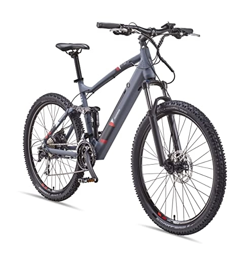 Electric Mountain Bike : Telefunken E-Bike, Mountain Bike, Electric Bicycle, Aluminium, 27 Speed Shimano Altus Derailleur Gears, Pedelec MTB 27.5 Inches, Rear Wheel Motor, 250 W, Disc Brakes, Grey, Riser M935