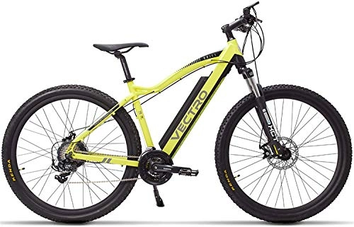 Electric Mountain Bike : VECTRO 29 Inch Electric Bicycle, Mountain Bike, Hidden Lithium Battery, 5 Level Pedal Assist, Lockable Suspension Fork (Color : Yellow Standard)