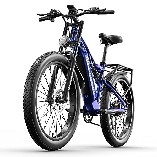 Electric Mountain Bike : Vikzche Q New MX03 offroad ebike Full Suspension Electric Mountain Bike Bafang motor L G 48V 15AH