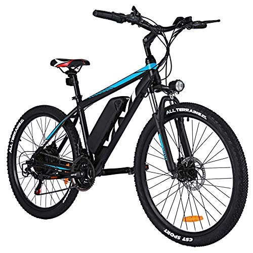 Electric Mountain Bike : VIVI Electric Bike for Adult, 26 Inch Men's Mountain Bike 36V 10.4 Ah Removable Li-Ion Battery with Fork Suspension, 21 Speed Gear Ebike Electric Bicycle (Blue H6-Emtb)