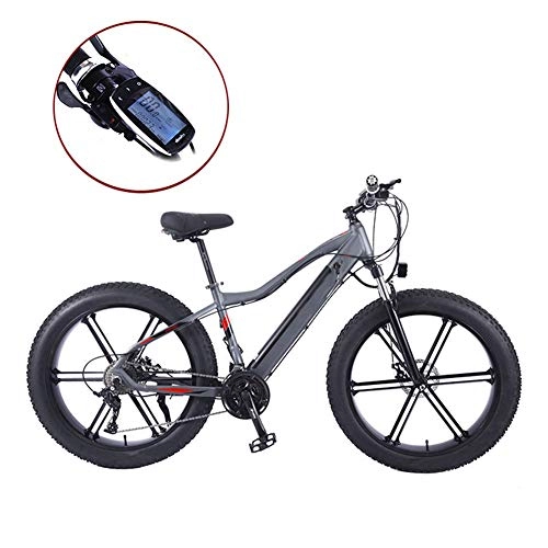 Electric Mountain Bike : YZT QUEEN Electric Bikes, Aluminum Alloy Mountain Gold Bicycle Thick Wheel Snow Bicycle 27 Speed, 26"36V 10AH 350W Hidden Removable Lithium Battery Bicycle, Gray