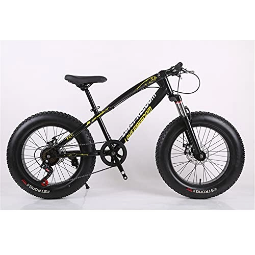 Fat Tyre Mountain Bike : 20-Inch 7 / 21 / 24 / 27 Speed Bicycle, Double Disc Brake Wide Tire Off-Road Variable Speed Bicycle, Double Shock Absorber Bicycle, Snowmobile, Black, 21 speed