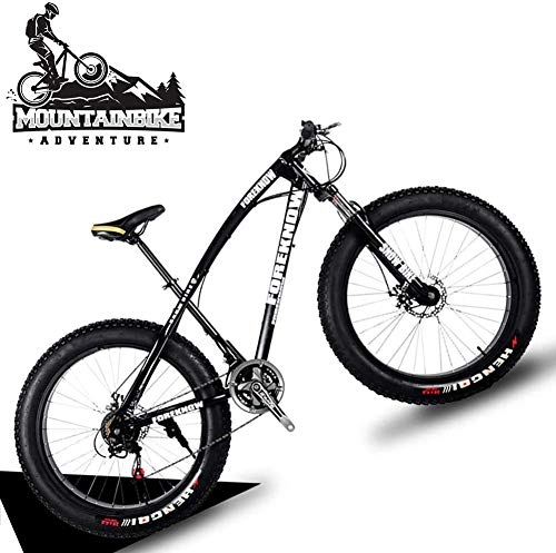 Fat Tyre Mountain Bike : 20-Inch Mountain Bike Tires Fats Bikes For Ladies, Girls Hardtail Mtb With Front Suspension And Disc Brakes, Frame Made Of Carbon Steel, Black, 27 Speed