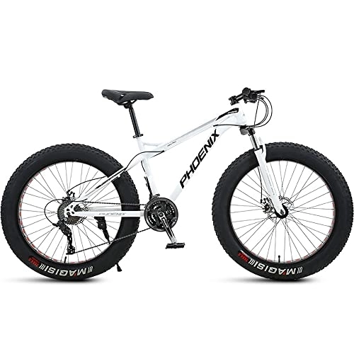 Fat Tyre Mountain Bike : 24 Inch Mountain Bikes, 4.0 Inch Thick Wheel, Adult Fat Tire Mountain Trail Bike, 7 / 21 / 24 / 27 / 30 Speed Bicycle, High-carbon Steel Frame Dual Full Suspension Dual Disc Brake