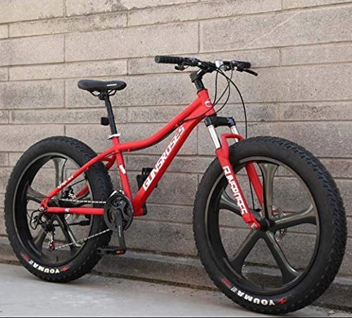 Fat Tyre Mountain Bike : 24Speed Mountain Bikes, 26Inch Fat Tire Road Bike, Dual Suspension Frame And Suspension Fork All Terrain Men's Mountain Bicycle Adult, (Color : Red 3, Size : 24Speed)