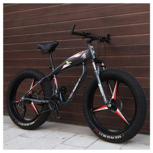 Fat Tyre Mountain Bike : 26 Inch Mountain Bikes, Fat Tire Hardtail Mountain Bike, Aluminum Frame Alpine Bicycle, Mens Womens Bicycle with Front Suspension, Gray, 27 Speed 3 Spoke