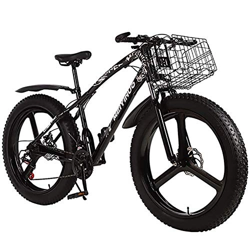 Fat Tyre Mountain Bike : 26 Inchdouble Disc Brake Snowmobile Wide Tires Off-Road ATV Transmission Bikeadult Mountain Bikeload Capacity (150KG), 24 speed