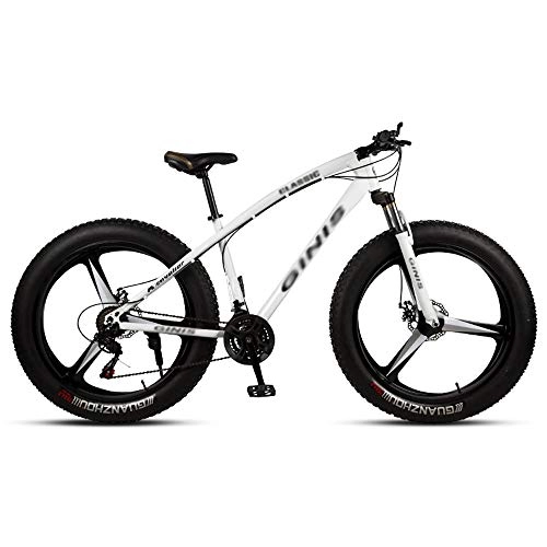 Fat Tyre Mountain Bike : 26 Inches Teens Mountain Bikes, 21 / 24 / 27 / 30-Speed Fat Tire Bicycle, High-carbon Steel Frame Hardtail Mountain Bike With Dual Disc Brake, 3 Spoke (Color : 27 speed)