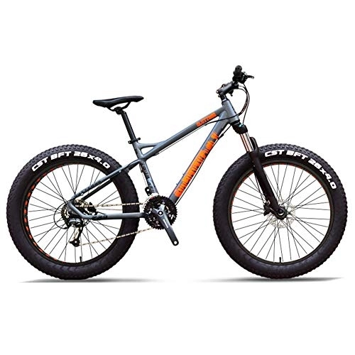 Fat Tyre Mountain Bike : 27-Speed Mountain Bikes, Professional 26 Inch Adult Fat Tire Hardtail Mountain Bike, Aluminum Frame Front Suspension All Terrain Bicycle, E FDWFN