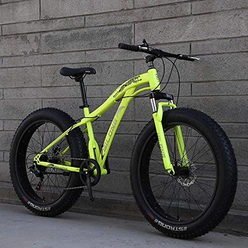 Fat Tyre Mountain Bike : Abrahmliy Fat Tire Mountain Bike Mens 26 Inch Adult Snow Bike Double Disc Brake Cruiser Bikes Beach Bicycle 4.0 Wide Wheels-Green_21 speed