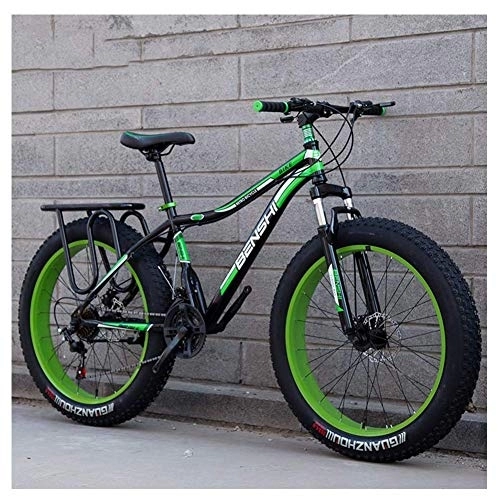 Fat Tyre Mountain Bike : Adult Fat Tire Mountain Bikes, Dual Disc Brake Hardtail Mountain Bike, Front Suspension Bicycle, Women All Terrain Mountain Bike, Green A, 26 Inch 21 Speed