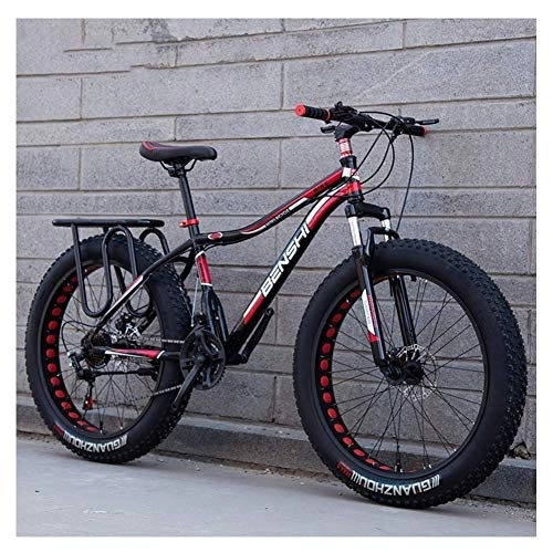 Fat Tyre Mountain Bike : Adult Fat Tire Mountain Bikes, Dual Disc Brake Hardtail Mountain Bike, Front Suspension Bicycle, Women All Terrain Mountain Bike, Red B, 26 Inch 21 Speed