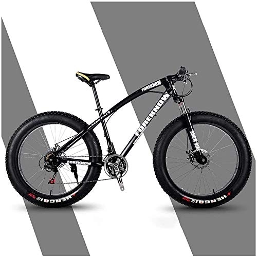 Fat Tyre Mountain Bike : Adult, Mountain Bikes, Sport Bike, Beach, 26 Inch 24 Speeds, Fat Tire, High Carbon Steel, Outroad Bicycle, Front Suspension Double Disc Brake, (Color : Red)