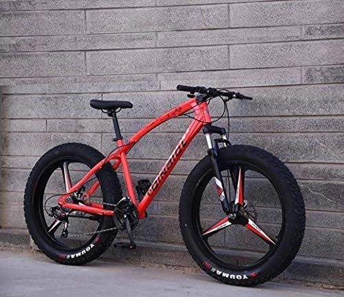 Fat Tyre Mountain Bike : All Terrain Mountain Bicycle, 26 Inch Fat Tire Hardtail Mountain Bike, Dual Suspension Frame And Suspension Fork, Men's And Women Adult, (Color : Red 3 impeller, Size : 24 speed)