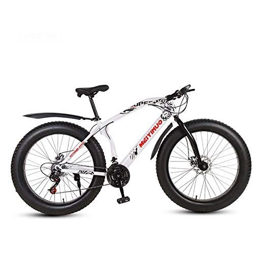 Fat Tyre Mountain Bike : Alqn 26 inch Bicycle Mountain Bikes for Adult, Fat Tire Mountain Trail Bike, Dual Disc Brake Mountain Bike, High-Carbon Steel Frame, B, 27 Speed