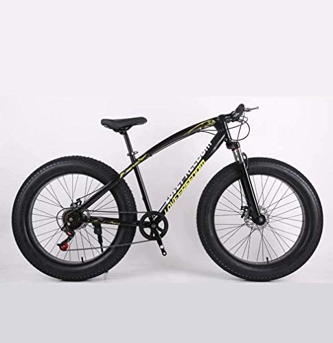 Fat Tyre Mountain Bike : Alqn Fat Tire Adult Mountain Bike, High-Carbon Steel Frame Cruiser Bikes, Beach Snowmobile Bicycle, Double Disc Brake 26 inch Wheels, Black, 27 Speed