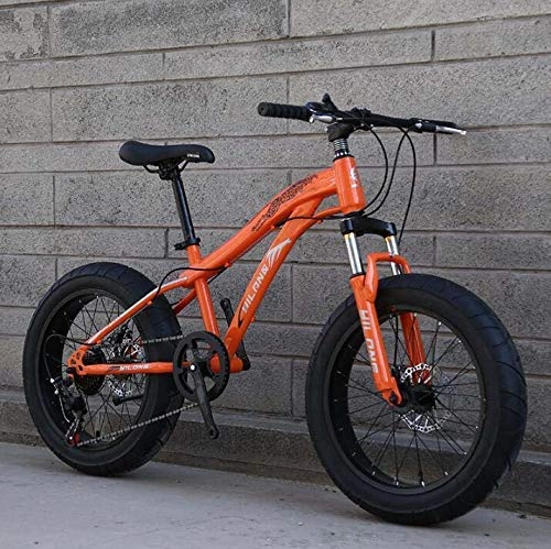 Fat Tyre Mountain Bike : ALQN Fat Tire Bike Bicycle, Mountain Bike for Adults and Teenagers with Disc Brakes and Spring Suspension Fork, High Carbon Steel Frame, B, 20inch 7 Speed