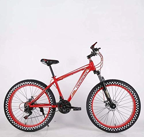 Fat Tyre Mountain Bike : ALQN Mens Adult Fat Tire Mountain Bike, Double Disc Brake Beach Snow Bicycle, High-Carbon Steel Frame Cruiser Bikes, 24 inch Highway Wheels, D, 30 Speed
