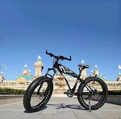 Fat Tyre Mountain Bike : ANGEELEE Fat Tire Adult Mountain Bike Double Disc Brake / Aluminum Alloy Frame Cruiser Bikes Beach Snowmobile Bicycle 26 Inch Wheels-Black_24 speed