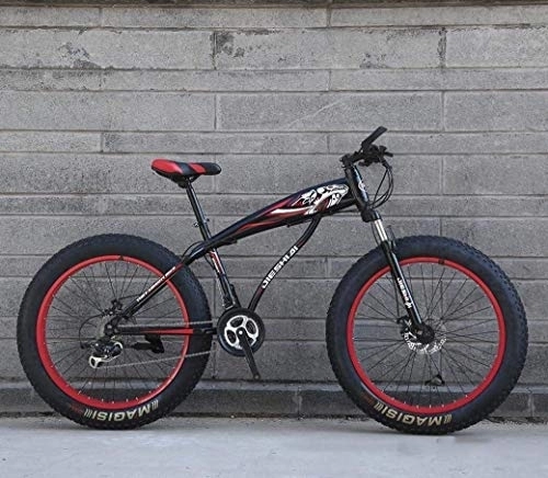 Fat Tyre Mountain Bike : Aoyo 24" / 26" 27-Speed Mountain Bike, Big Wheel Snow Bike, Dual Disc Brake, Strong Shock-Absorbing Front Fork, Outdoor Off-Road Beach Bike, (Color : D, Size : 24 inch)