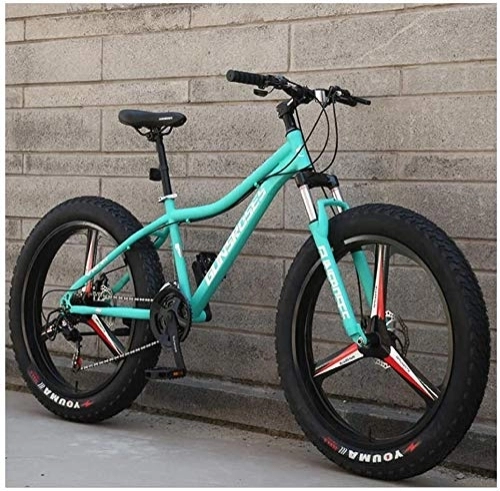 Fat Tyre Mountain Bike : Aoyo 26 Inch Mountain Bikes, High-carbon Steel Hardtail Mountain Bike, Fat Tire All Terrain Mountain Bike, Women Men's Anti-Slip Bikes, Blue, 24 Speed Spoke (Color : Blue, Size : 24 Speed 3 Spoke)