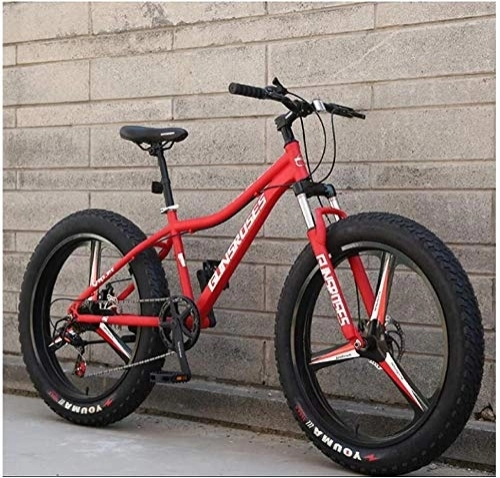 Fat Tyre Mountain Bike : Aoyo 26 Inch Mountain Bikes, High-carbon Steel Hardtail Mountain Bike, Fat Tire All Terrain Mountain Bike, Women Men's Anti-Slip Bikes, Blue, 24 Speed Spoke (Color : Red, Size : 21 Speed 3 Spoke)