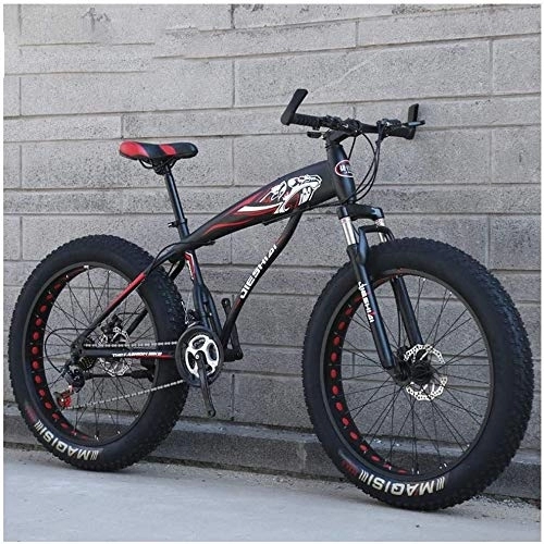 Fat Tyre Mountain Bike : Aoyo Mountain Bike, 26 Inch, 21 Speed, Bicycles, Fat Tire, Hardtail, MTB, Bike, All Terrain, Dual Suspension Frame, Suspension Fork, (Color : Sub Black)