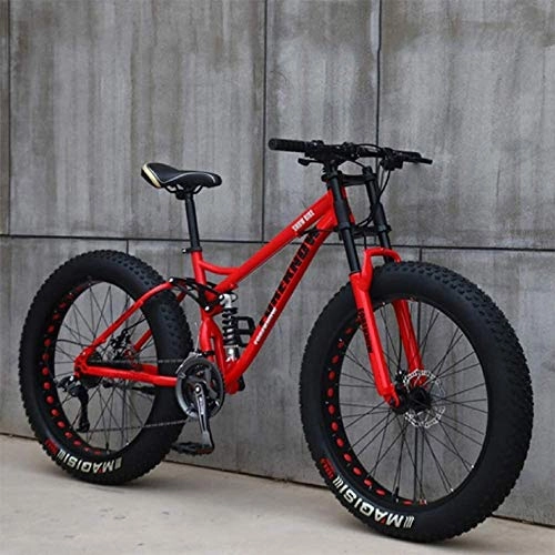 Fat Tyre Mountain Bike : Aoyo Mountain Bikes, 26 Inch Fat Tire Hardtail Mountain Bike, Dual Suspension Frame and Suspension Fork All Terrain Mountain Bike, (Color : 27 Speed, Size : Red Spoke)